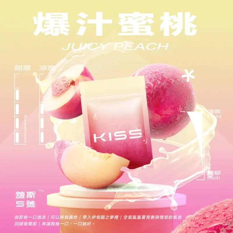 KISS-鎧斯5號一代煙彈-爆汁蜜桃.webp - BA Elf Bar 台灣電子煙專賣店|正品煙彈・電子霧化器